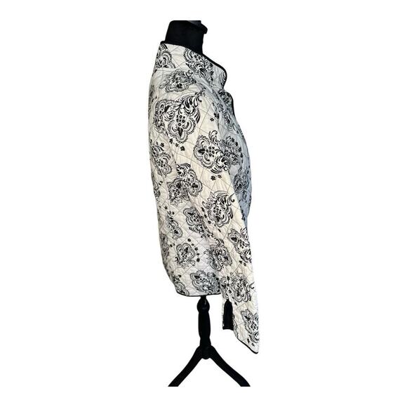 Croft & Barrow Reversible Quilted Jacket Black and White Floral or Solid size s - Picture 4 of 7